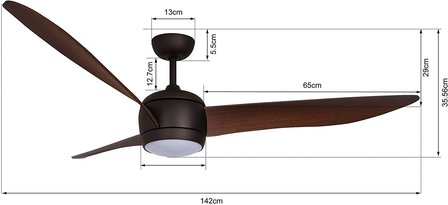 Beacon Nordic oil rubbed bronze plafondventilator 142 cm