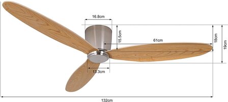 Beacon Airfusion Radar brushed chrome plafondventilator 132 cm