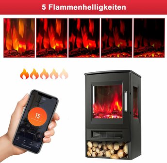 Cecaylie Stufa elektrische sfeerhaard Wifi - 900/1800 W - 75 m3