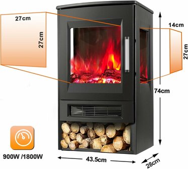 Cecaylie Stufa elektrische sfeerhaard Wifi - 900/1800 W - 75 m3