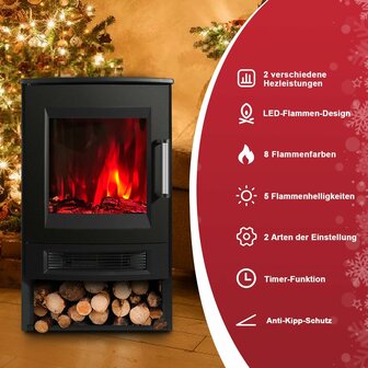 Cecaylie Stufa elektrische sfeerhaard Wifi - 900/1800 W - 75 m3