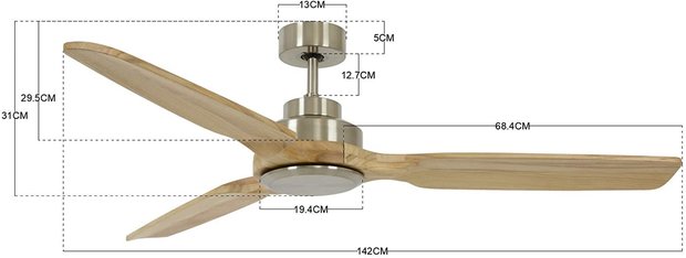 Beacon Shoalhaven geborsteld chroom plafondventilator 142 cm