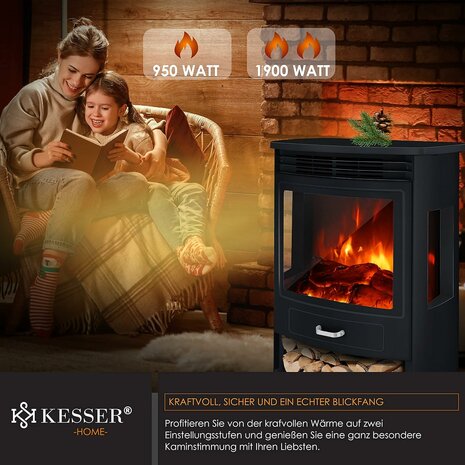 Kesser Prio L elektrische sfeerhaard Wifi - 950/1900 W - 75 m3