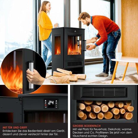 Kesser Kamin zwart elektrische sfeerhaard Wifi - 900/1800 W - 75 m3