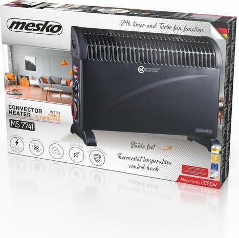 Mesko Warmsafe Turbo + Timer 2000W convectorkachel - 3 standen