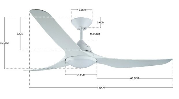 Beacon Mariner Light wit plafondventilator 142 cm
