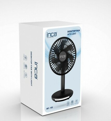 Inca IMF-16B oplaadbare tafelventilator 14 cm - met verlichting