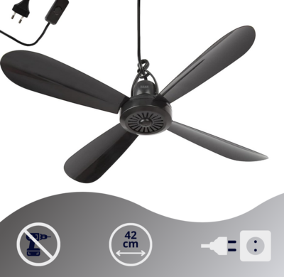 ZAAK. Movito Black mobiele plafondventilator 42 cm