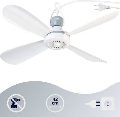 ZAAK. Movito White mobiele plafondventilator 42 cm